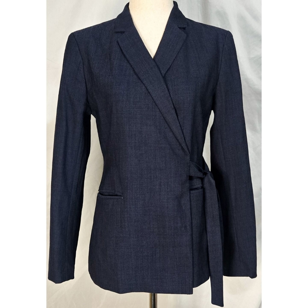 Banana Republic Navy Blue Wool Blazer Jacket Suit Wrap Tie Classic Business Work